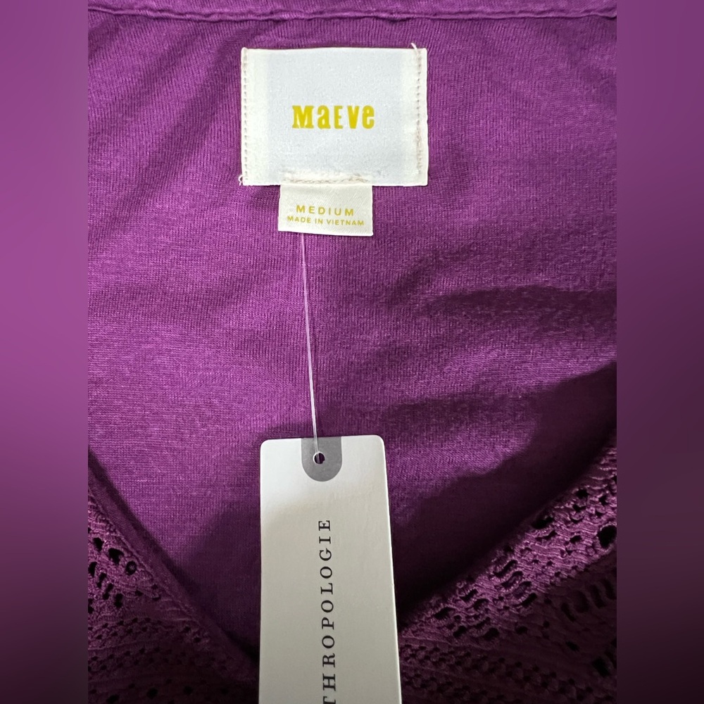 Maeve Anthropologie Leila Purple Lace Dress Balloon Sleeve Size Medium - Picture 9 of 11